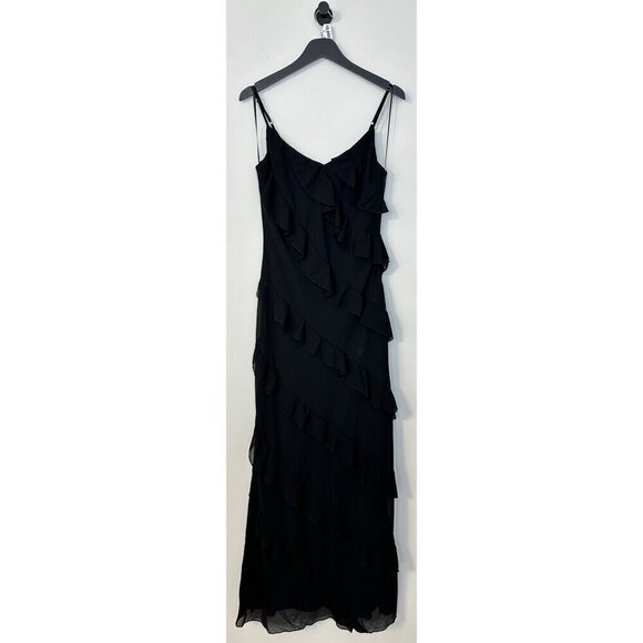 PETAL & PUP Ciao Ruffle Chiffon Gown in Black Size X-Large - Picture 5 of 14